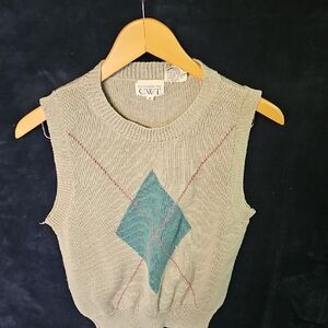 Cream Ribbed Sleeveless Tank Top Sweater